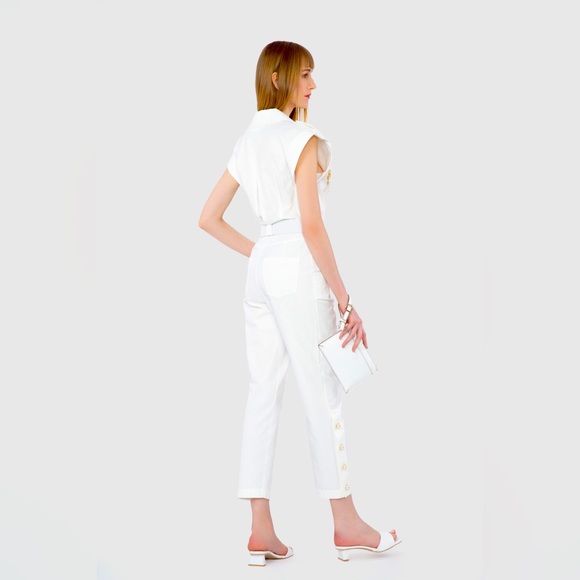 Jumpsuit with pearl buttons & belt - Picture 1 of 5
